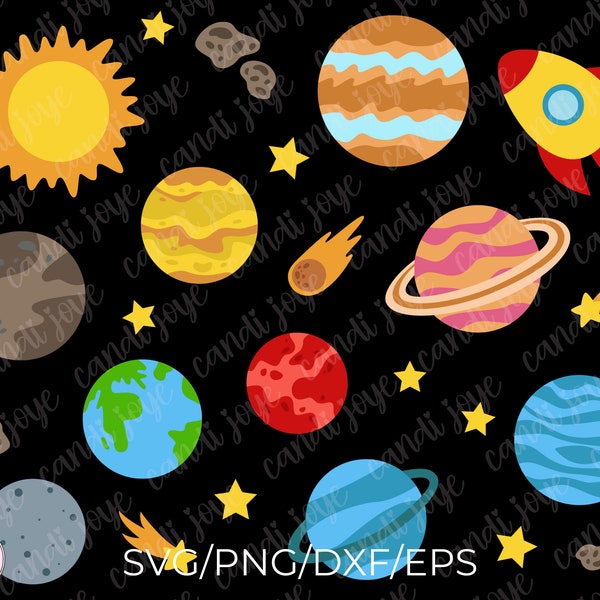 Space SVG - Galaxy SVG - Planets SVG - Solar System Clipart - Outer Space Png Graphics - Instant Download - Commercial Use