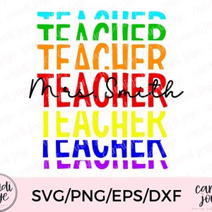 Teacher SVG - Teacher PNG - Teacher Shirt SVG Design - Teacher Tumbler Png - Teacher Sublimation Design - Teacher Rainbow Png - Clip Art