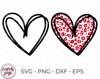 Corazón de leopardo con garabatos SVG - Estampado de leopardo SVG - San Valentín PNG - Diseños de sublimación de San Valentín - Corazón con garabatos Svg - Uso comercial permitido