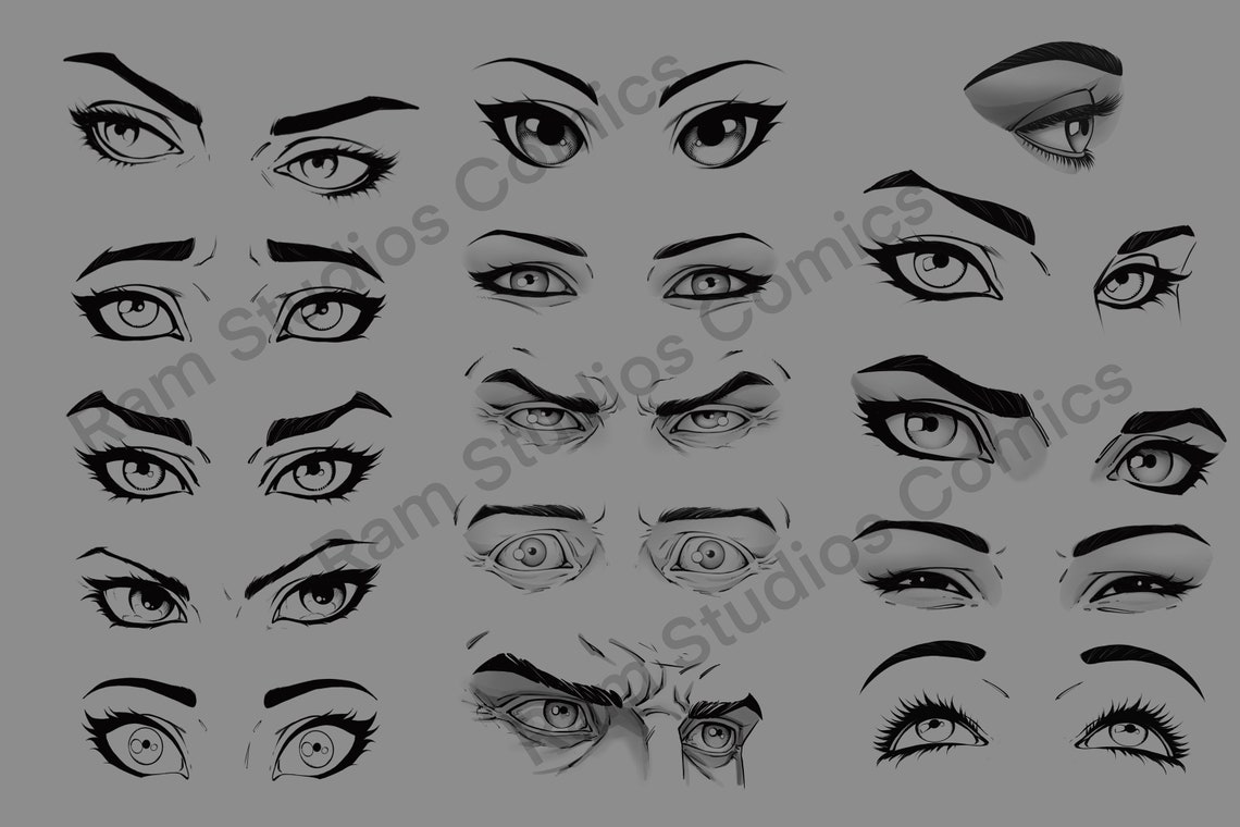 Procreate Eye Stamps Male and Female 15 Brushes Portrait Stamps