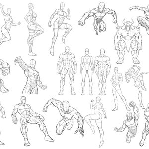 Procreate Pose Pack 25 Stamps Superhero Figures - Etsy