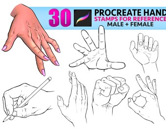 Sellos de poses de mano para Procreate: Pinceles de cómic (Descarga digital)