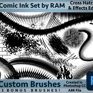 Comic Inking Brush Set | Cross Hatching and Textures | Photoshop Brushes