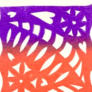 Hearts & Leaves Purple and Red Single Sheet of Papel Picado