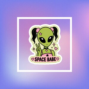 Ruimte buitenaardse sticker Babe | Kawaii Y2K pastel vinyl sticker
