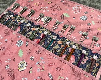 Hand made Knitting Needle Case/ Organizer / Holder for knitting Needles & Tunisian crochet.