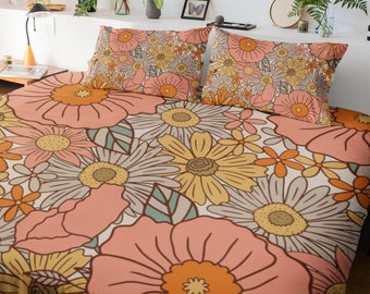 Floral Bedding| Aesthetic Bedding| Floral Duvet Cover| Colorful Bedding| Bohemian Bedding| Cottagecore Bedding| Botanical Bedding SET