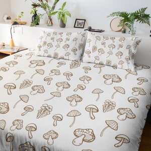 Mushroom Bedding| Mushroom Blanket| Mushroom Decor| Cottagecore Bedding| Mushroom Lovers Gift| Botanical Bedding| Mushroom Duvet Cover SET