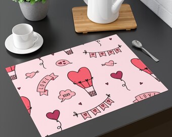 Valentine Placemat| Valentine Day Gift For Her| Teacher Valentine| Valentines Day Gift| Valentines Decor| Heart Placemats