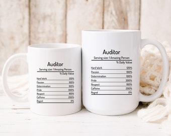 Auditor Nutrition Facts Mug, Auditor Mug, Auditor Gift, Auditor Coffee Cup, Auditor Facts Coffee Cup, Gift For Auditor