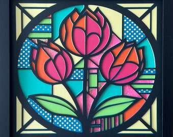 Tulip Stained Glass SVG, Multi Layer Wall Art (Digital Download)