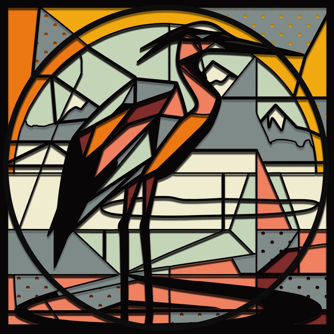 Great Crane Stained Glass SVG Wall Art Multi Layer Cut File Vector Svg ...