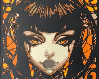 Art Nouveau Goth Girl Stained Glass SVG: Layered Cut File for Cricut