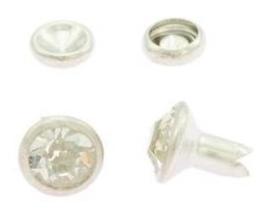 Silver Rhinestone Rivets Clear Stone Rivets 7mm X 6mm X 3mm Etsy