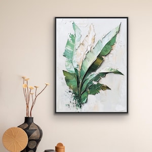 Framed Tropical Leaf Canvas Art Print: Boho Hallway Wall Decor