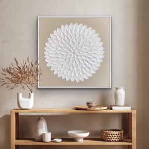 Beige Wall Art White Neutral Wabi Sabi Textured Wall Art Extra Large Minimalistic Modern 3D texture Painting Abstract wall decor Framed