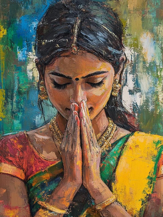 Framed Indian Woman Canvas Art Print: Classical Wall Decor