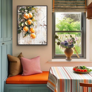 Canvas wall art oranges wall art framed canvas wall art print kitchen wall art textured wall art orange wall decor dining room wall art