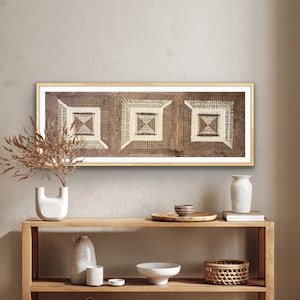 Mexican Wall Art Handmade Amate Paper Mexican Wall Decor Unique Extra Large Art Over the couch wall art over the bed art Beige Painting