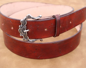 Ceinture viking en cuir robuste - Ceinture pleine fleur de style nordique