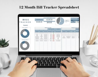 12 Month Bill Tracker Spreadsheet, Monthly Bill Payment Log, Bill Organizer Excel, Bill Checklist, Bill Calendar