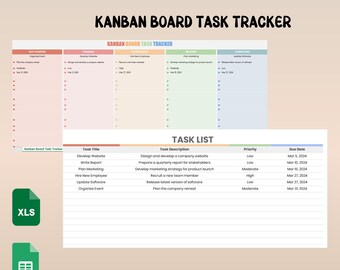 Kanban Board Spreadsheet Task Priority Tracker Employee to Do List ...