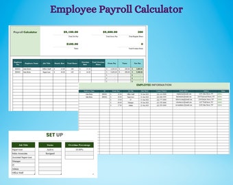 Calculadora automatizada de folha de pagamento Excel, modelo de folha de pagamento de funcionários, rastreador de folha de pagamento, registros de folha de pagamento de funcionários