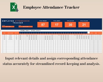 Employee Attendance Tracker, Sickness & Absence Tracker, Employee Attendance Spreadsheet, Daily Attendance Sheet, Vacation Tracker