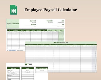 Calculadora de folha de pagamento Planilha Google, registros de folha de pagamento de funcionários, modelo de folha de pagamento de funcionários, rastreador de folha de pagamento