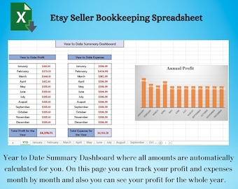 Etsy Bookkeeping Spreadsheet, Small Business Bookkeeping Spreadsheet, Etsy Seller Automated Spreadsheet, Excel Budget Spreadsheet