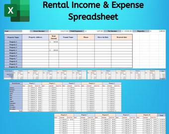 Rental Income & Expense Spreadsheet for up to 10 Properties in POUNDS, Landlord Spreadsheet, Property Management Sheet, Rent Payment Ledger