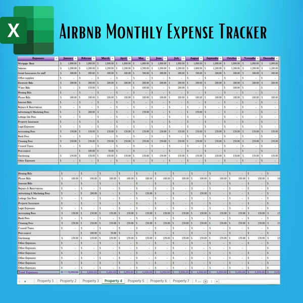 Airbnb Spreadsheet Etsy