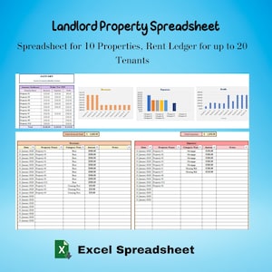 Rental Property Income and Expense Tracker, Property Management Spreadsheet, Rental Property Spreadsheet, Landlord Spreadsheet