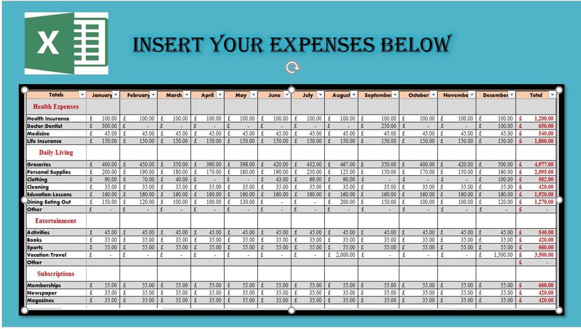 free excel budget planner