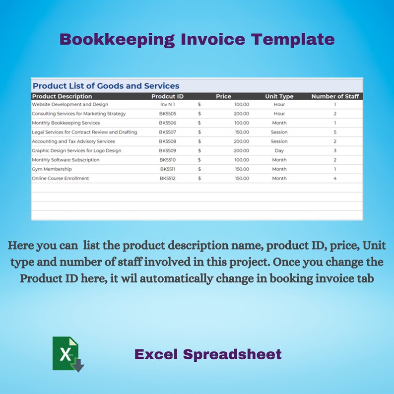 Business Invoice Template Excel, Excel Bookkeeping Invoice Tracker ...