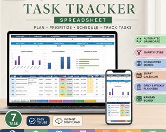Hoja de cálculo definitiva para el seguimiento de tareas, Hojas de cálculo de Google para el seguimiento de tareas, Lista de tareas pendientes en Excel, Hoja de cálculo para la gestión de proyectos, Hoja de planificación de productividad