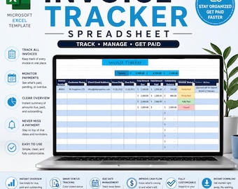 Invoice Tracker Spreadsheet in Excel, Editable Client Tracker Template, Payment Log Tracker, Small Business Spreadsheet