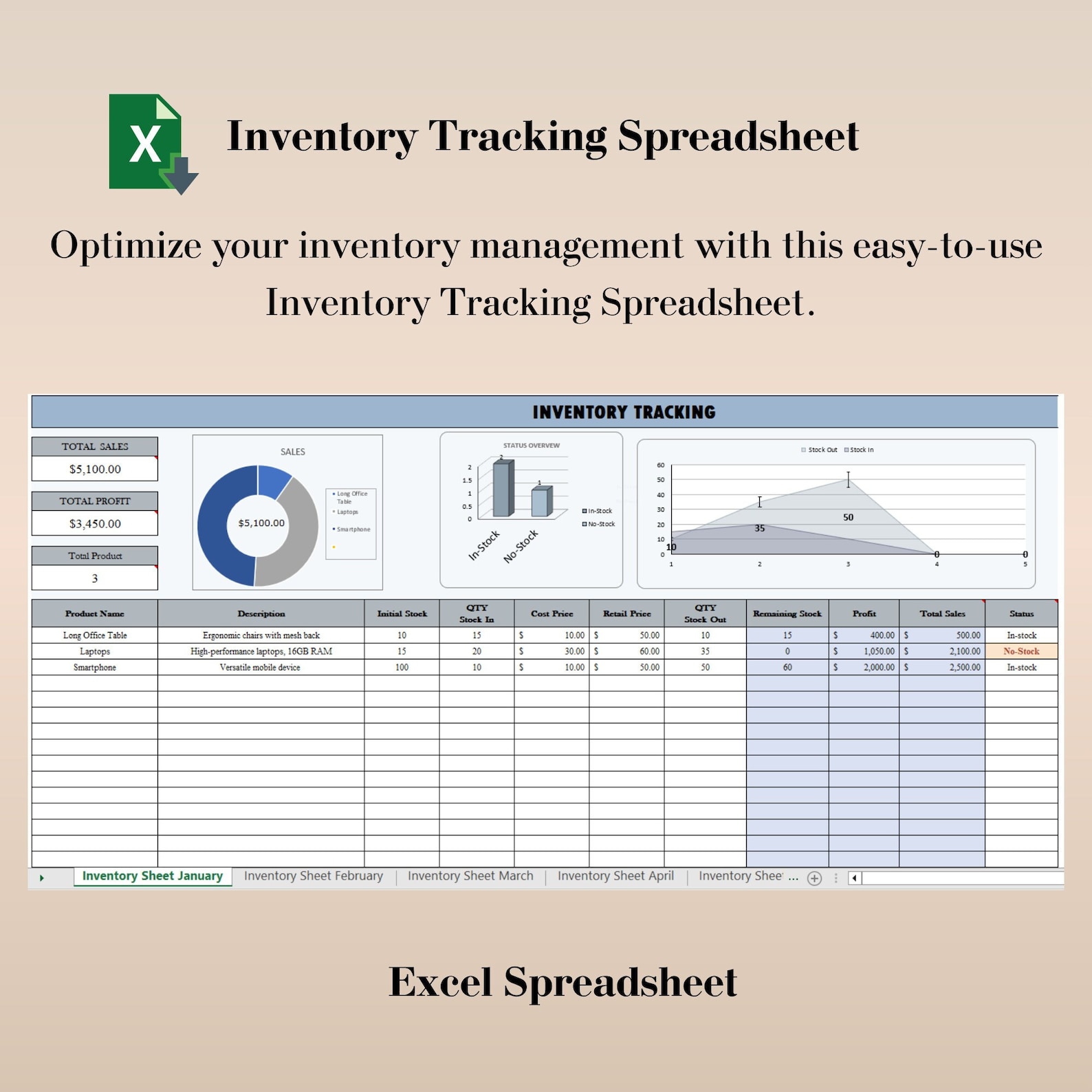 Basic Inventory Tracker Spreadsheet, Inventory Management Sheet, Small ...