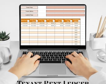 Huurbetalingsgrootboek Excel, huurbetalingstracker, huurderhuurgrootboek, spreadsheet voor huurwoningen USD