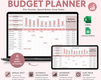 Arkusz kalkulacyjny do planowania budżetu marketingowego, edytowalny roczny plan marketingowy, kalendarz marketingowy w Arkuszach Google