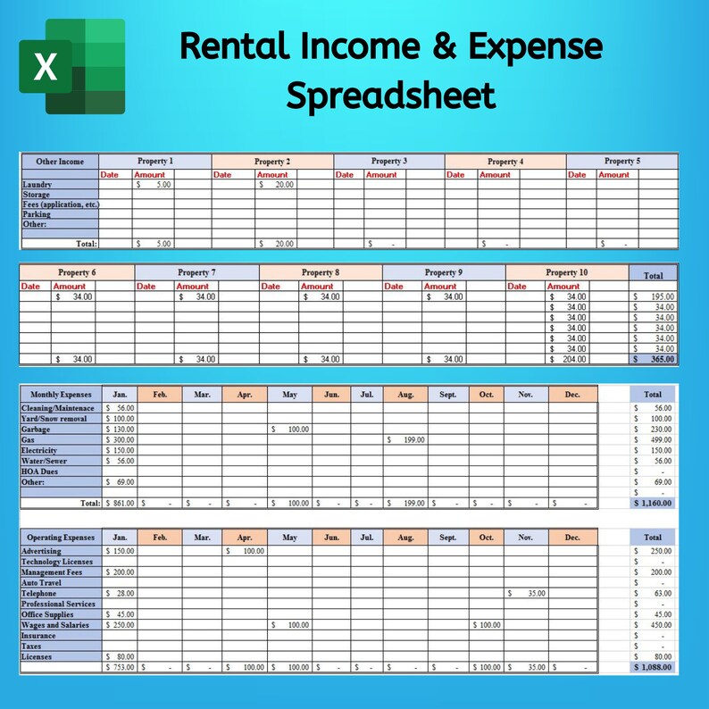 real estate template, Rent Payment Ledger, Rent Payment Track