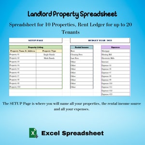 Rental Property Income and Expense Tracker, Property Management Spreadsheet, Rental Property Spreadsheet, Landlord Spreadsheet