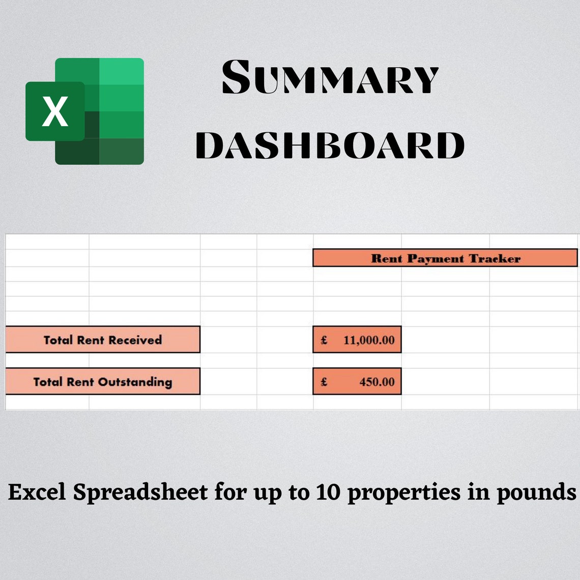 Rent Payment Ledger Excel, Landlord Rent Payment Tracker in Pounds