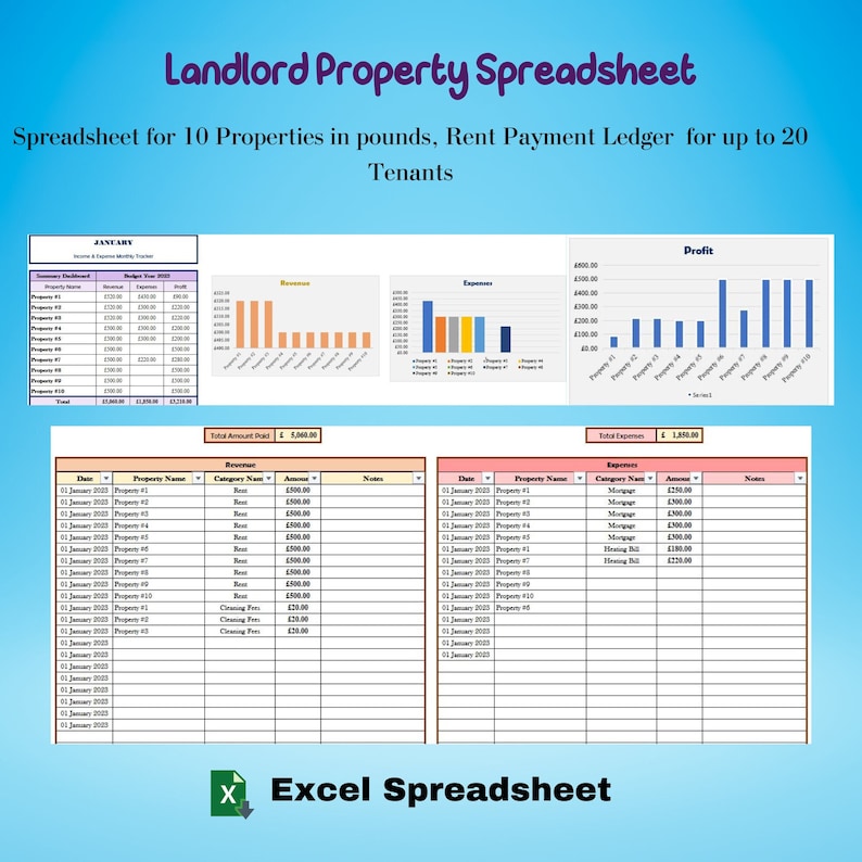 Rental Property Accounting Spreadsheet, Multiproperty and Rental Property Accounting Spreadsheet, Multiproperty and