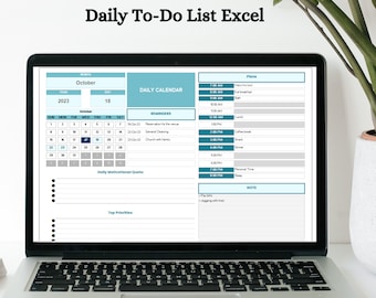 毎日の To-Do リスト Excel、毎日のプランナー スプレッドシート、毎日のカレンダー テンプレート、タスク トラッカー スプレッドシート、デジタル チェックリスト テンプレート