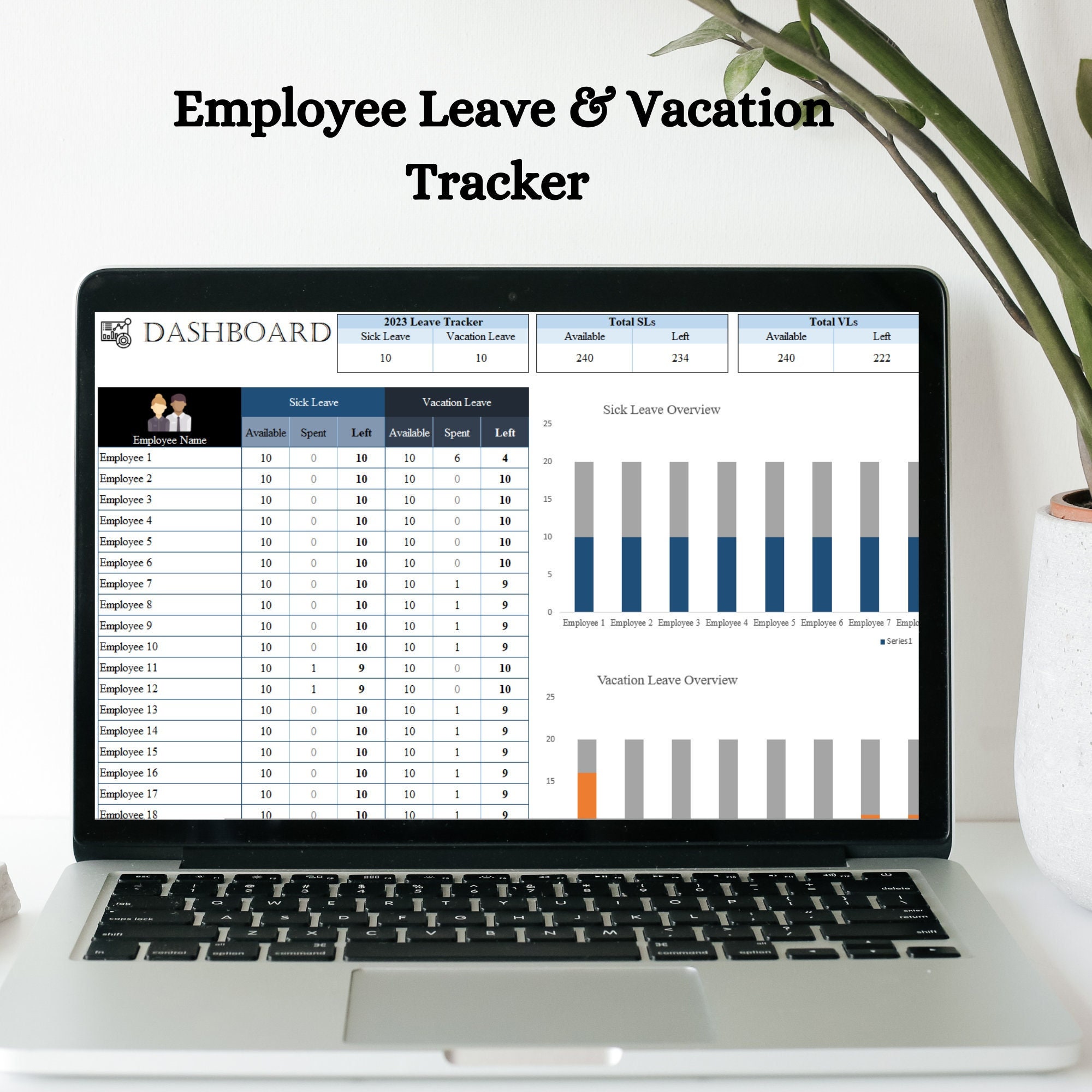 Employee Leave & Vacation Tracker Excel, Annual Leave Tracker, Sick ...