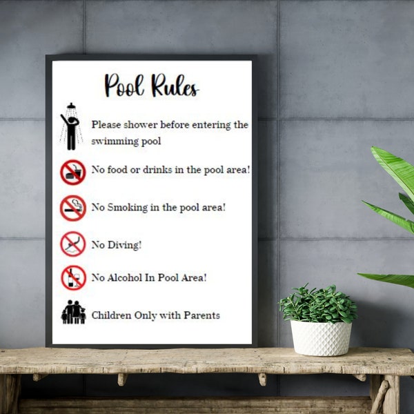 Pool Rules Sign Etsy