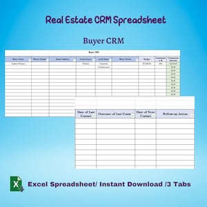 Real Estate CRM Spreadsheet, Realtor Client Tracker Template, Real Estate Buyer & Seller Tracker, Real Estate Lead Tracker
