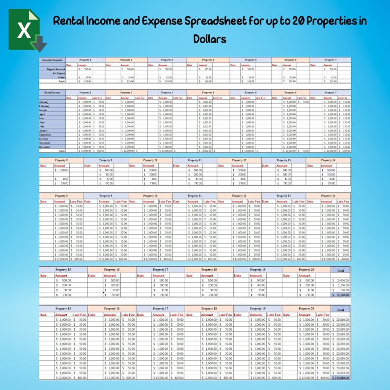 rental property income and expenses, property management template, rental property expense