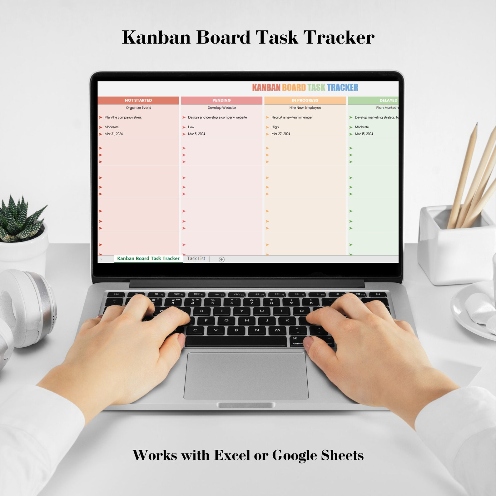 Kanban Board Task Tracker Google Sheets, Excel, Project Management ...